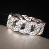 Huitan Chunk Chain Linked Design Women Finger Rings Full Dazzling Crystal Cubic Zirconia Modern Fashionable Jewelry