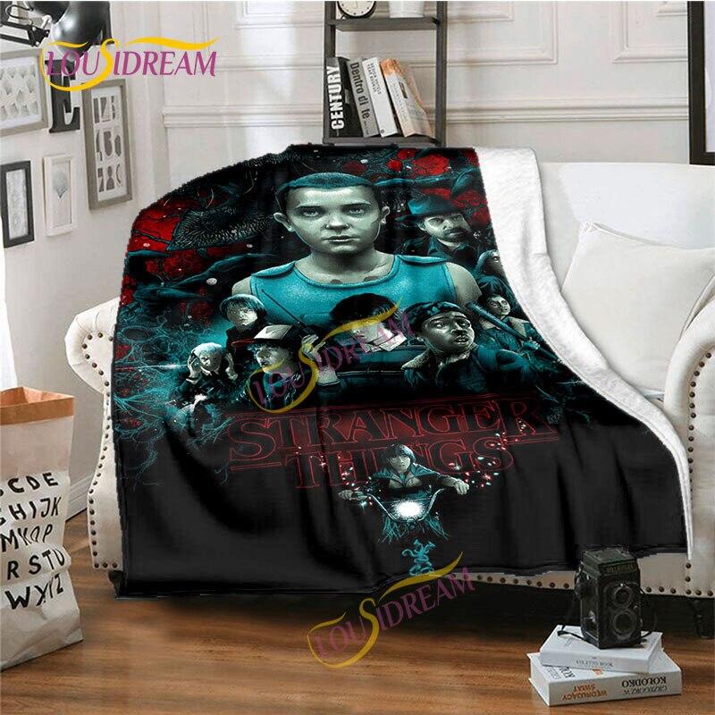 Stranger Things Flannel Blanket  Warm Comfort  Blanket Home Office Noon Break Blanket Travel Bed Sofa Washable Blanket.