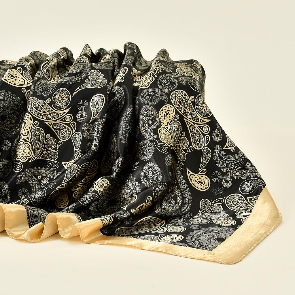 90*90cm Paisley Printed Silk Scarf Women Square Scarves Wrap Kerchief Summer Luxury Headband Hijab High Quality Shawls Bandana