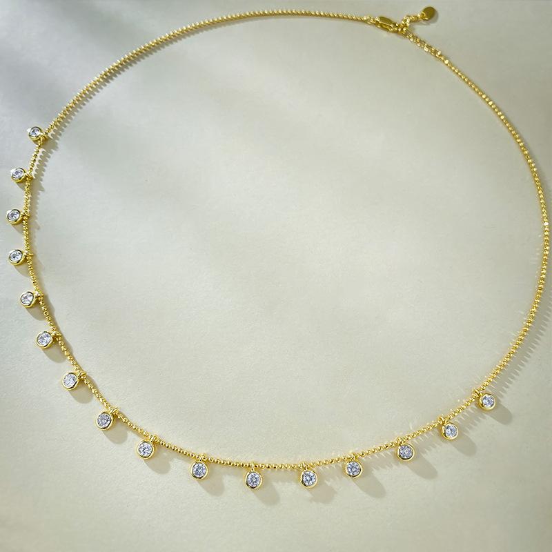 Fashion New Tassel Necklace 925 Silver Plated Gold Neckchain Cross Border Ins Style Collar Chain Jewelry Women