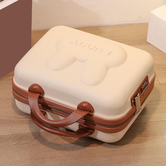 Cosmetic Suitcase Cute Bunny Pattern Portable Handle Combination Lock Zipper Large Capacity Travel Toiletry Makeup Code Case Travelling