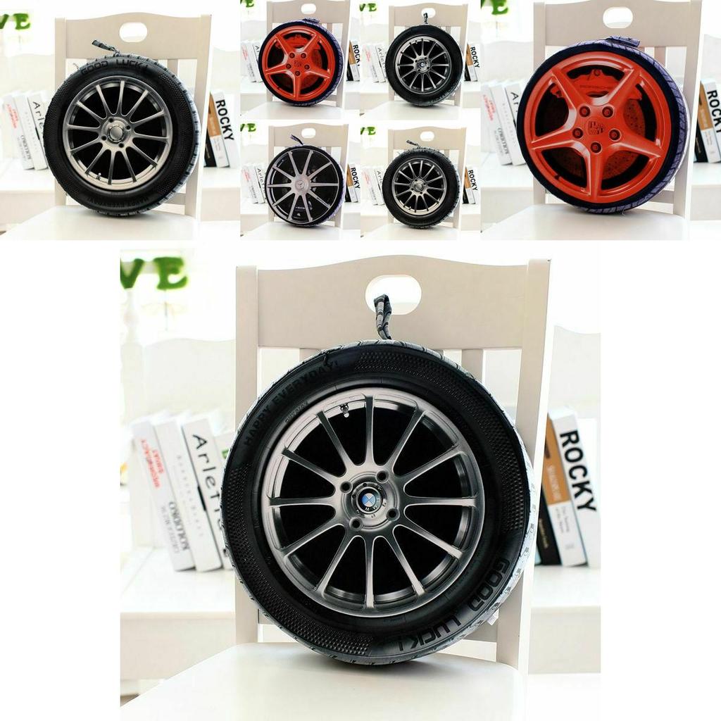 Adorable 3d Print Pillow Car Wheel Tire Plush Cushion For Car And Home Decor
