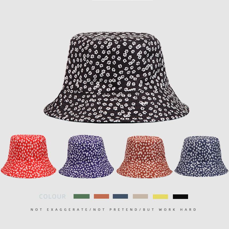 Hat Versatile Style Flower Print Womens Sunshade Hatscaps Fishermans