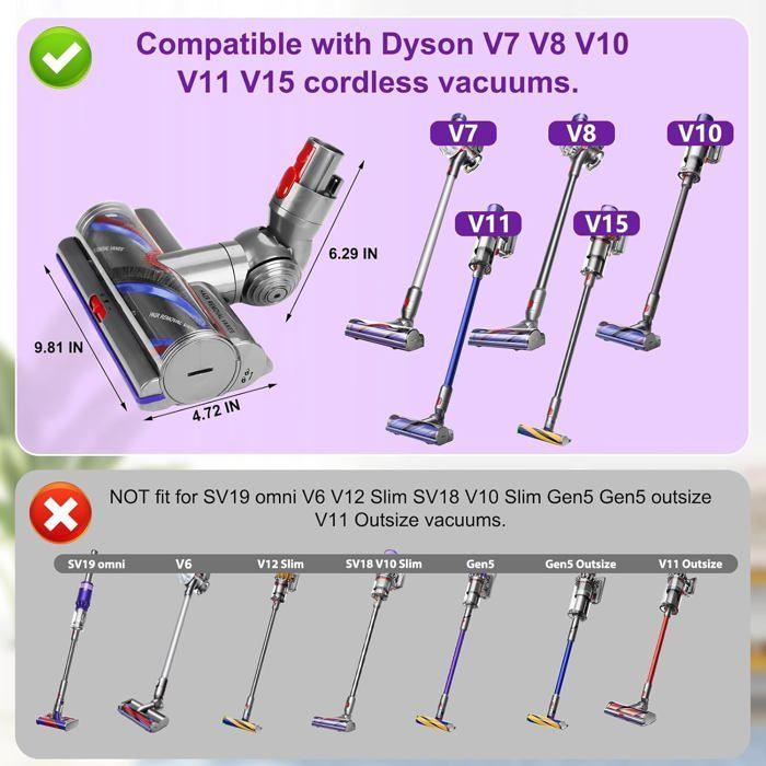 Brosse Torque Drive Anti-Emmêlement pour Dyson V7-V15, SV10-SV25, Tête Motorisée pour Tapis et Sols Durs