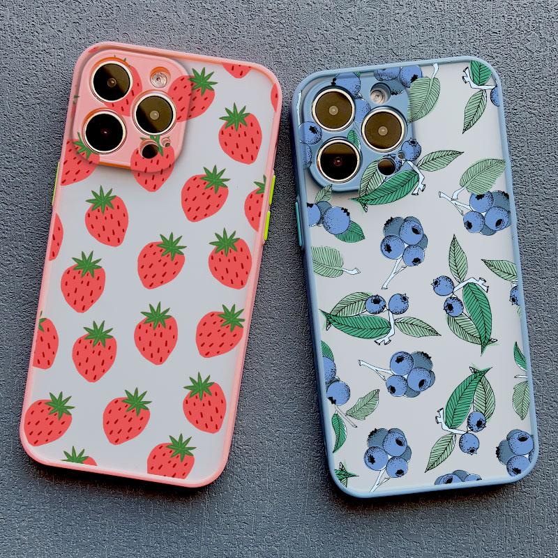 Color Fruits Banana Strawberry Phone Case For iPhone 14 13 12 11 Pro Max Mini 15 Pus Pro Max X XS XR 7 8 Plus Shockproof Covers