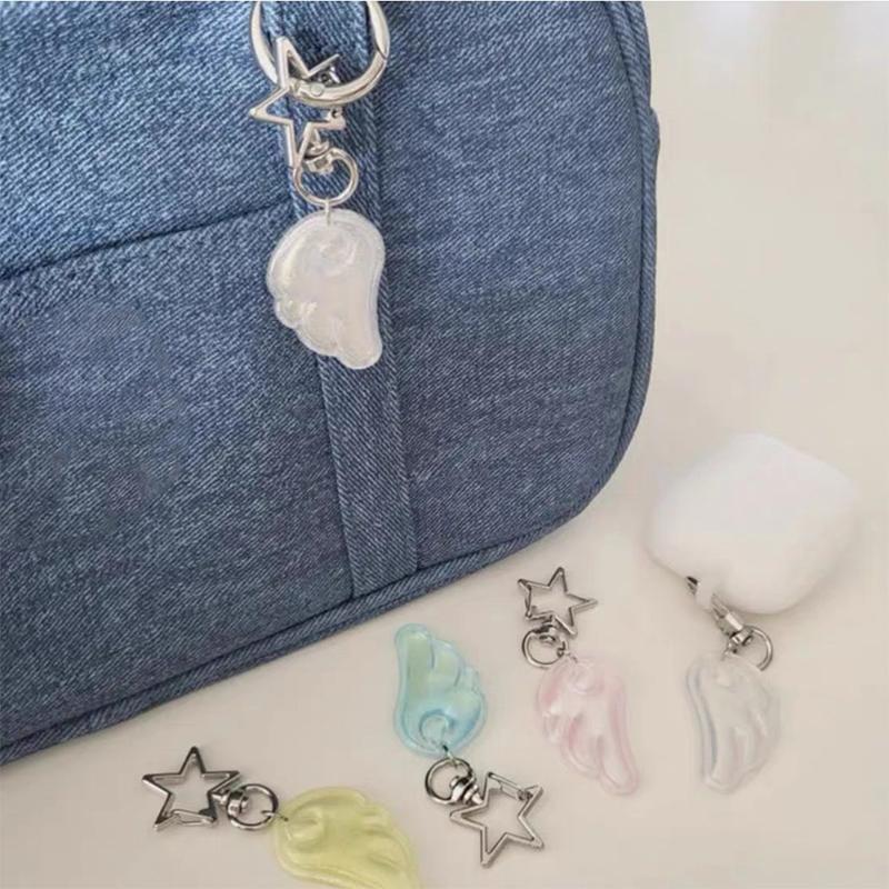 1 sztuka Damska Dekoracja Plecaka Koreańska Ins Breloczek ze Skrzydłami Anioła Y2K Japońska Magiczna Dziewczyna Breloczek z Gwiazdą Zawieszki do Torebki Breloczek do Kluczy Samochodowych