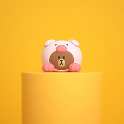 Line Friends Auto-Minifigur, 1 Stück, Piggy Brown