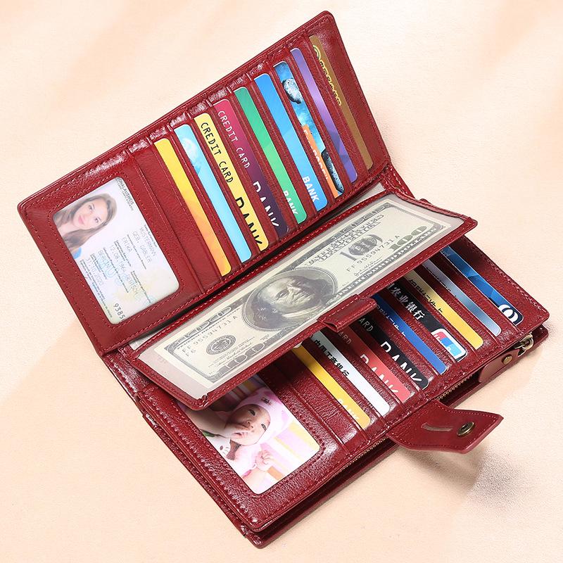 Women Wallets Europe and America RFID Wallet Women's Long Zipper Leather Wallet Wallet Large Capacity Clutch