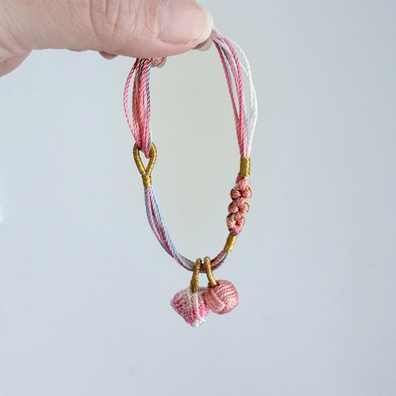 Peach Blossom Knot Dragon Boat Festival Bracelet: Colorful Zongzi, Handmade Woven Ethnic Jewelry with Xiùqiú Embroidered Ball, Perfect Couple Gift.