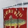 Red Shower Curtain With Golden Fish Design For Bathroom Decor Wishing I Was Fishing