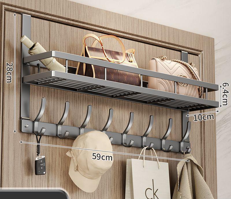 Metal Door Behind Hook 5 Hooks Clothes Storage Bedroom Clothes Hanging Rack with Storage Holder Storage Hooks