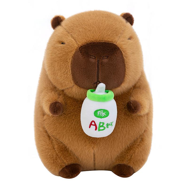 Cute Bottle Capybar Plush Toys Children's Meal Comfort Doll Bedroom Ornaments Mother and Baby Shop Gifts