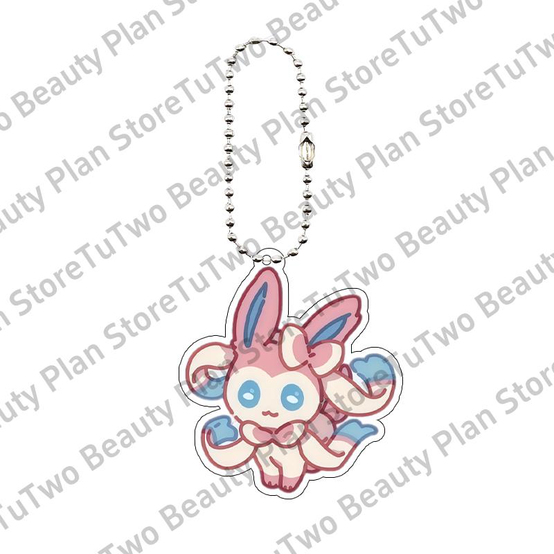 Kawaii Cartoon Anime Eevee Sylveen Glaceon Flareon Jolteon 5cm Acrylic Keychain Accessories Cute Bag Pendant Gifts for Friends