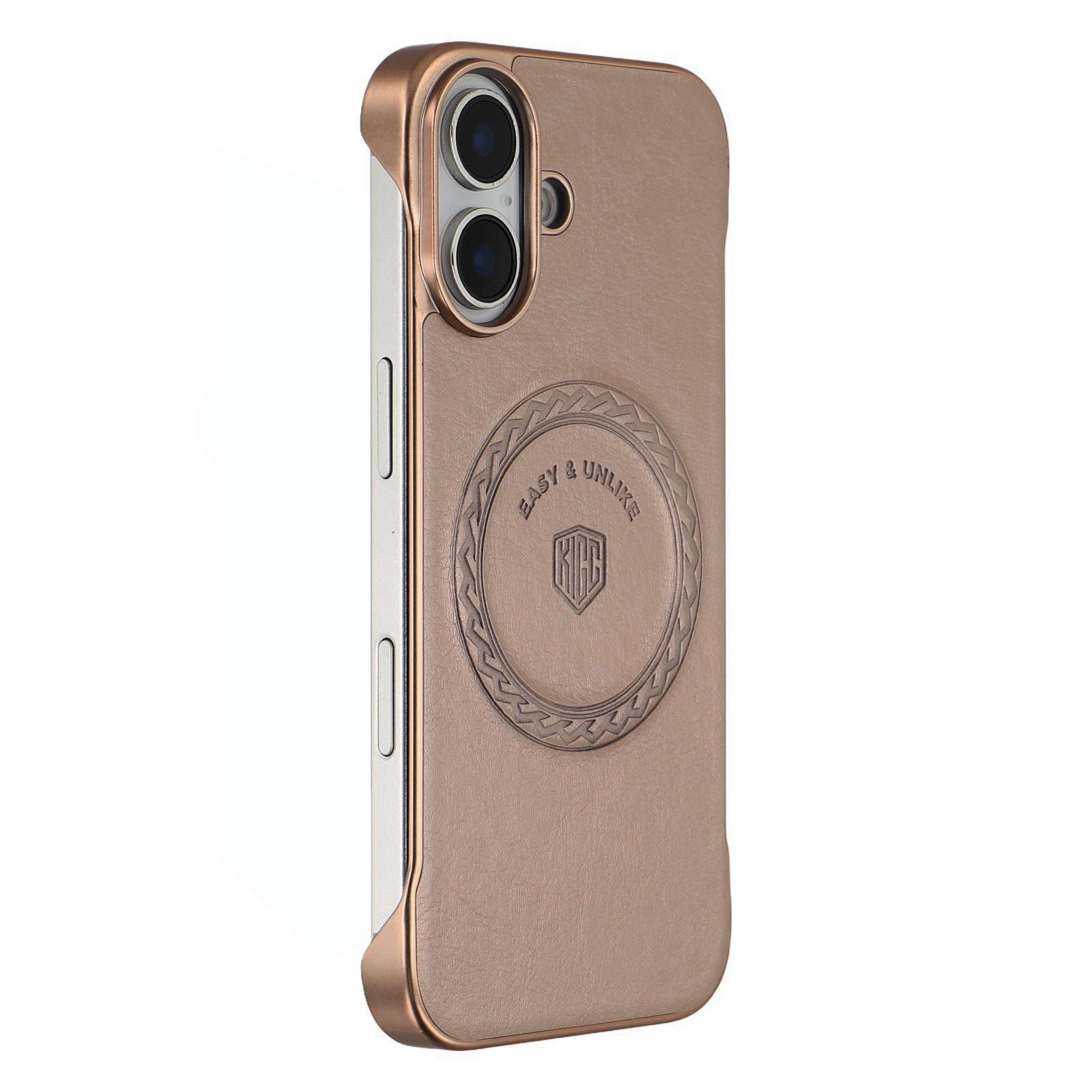 

KIGC For iPhone 16 Plus Magnetic Case Electroplating PC + PU Phone Back Cover B
