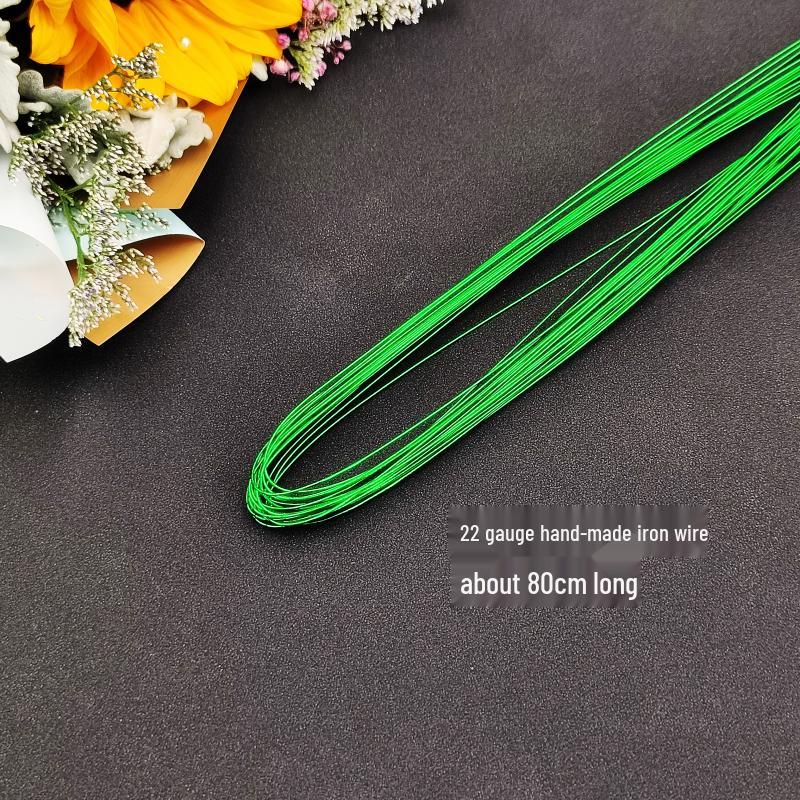 Handmade Green Floral Stem #2 with Glue-Wrapped Iron Wire for DIY Bouquets