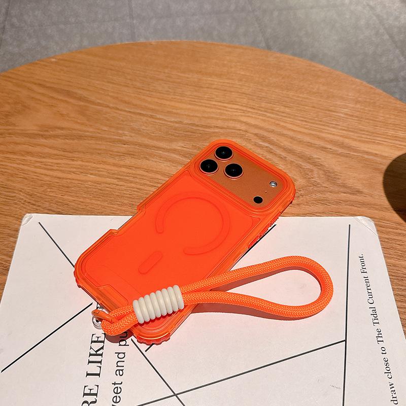 Pentru IP 17 Pro Max Husa de Telefon Magnetică Colorată 3-în-1 cu Textură de Piele și Curea