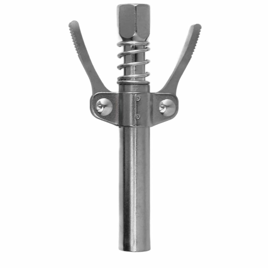 Double Handle Gear Oil Nozzle Lengthened Lock Clamp Type High Pressure Grease Gun Nozzle Silver