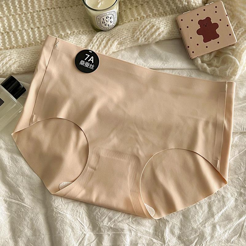 7A Mulberry Silk Seamless Mid-Waist Panties for Women & Young Girls - Japanese Style, Skin-Friendly, Spring/Summer New Arrival