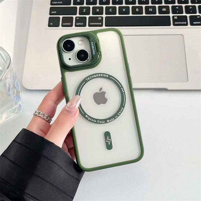 Lüks Görünmez Standı Manyetik Telefon Kılıfı iPhone 15 14 13 12 11 Pro Max Şeffaf Darbeye Dayanıklı Kapak