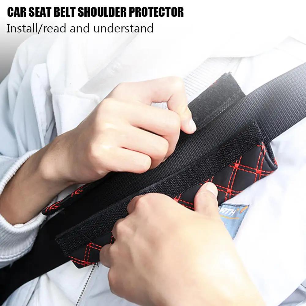2PCS Universal PU Car Seat Belt Cover Plush Car Safety Belt Cover Shoulder Pad for Kids Adults Car Interior Accessories