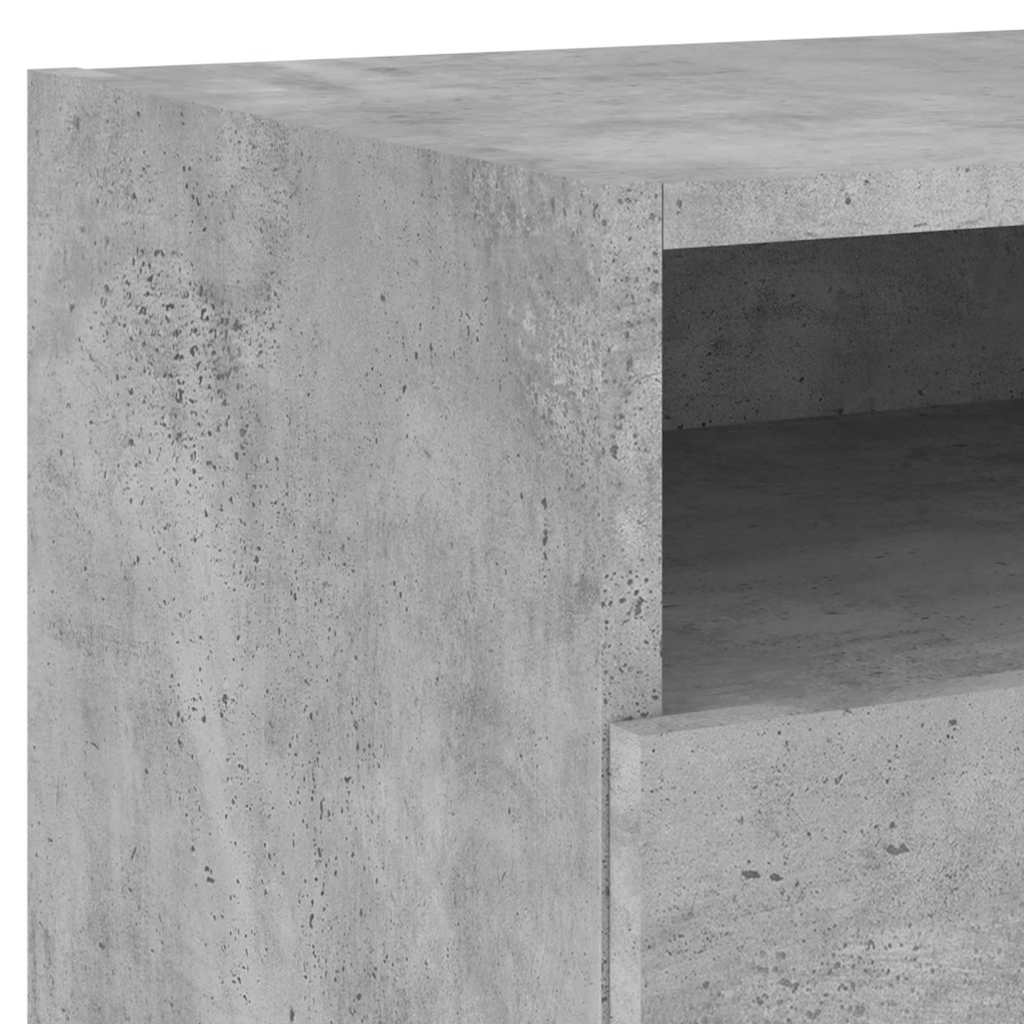 Nightstand with LED Lights Concrete Grey 40 X 39 X 37 Cm