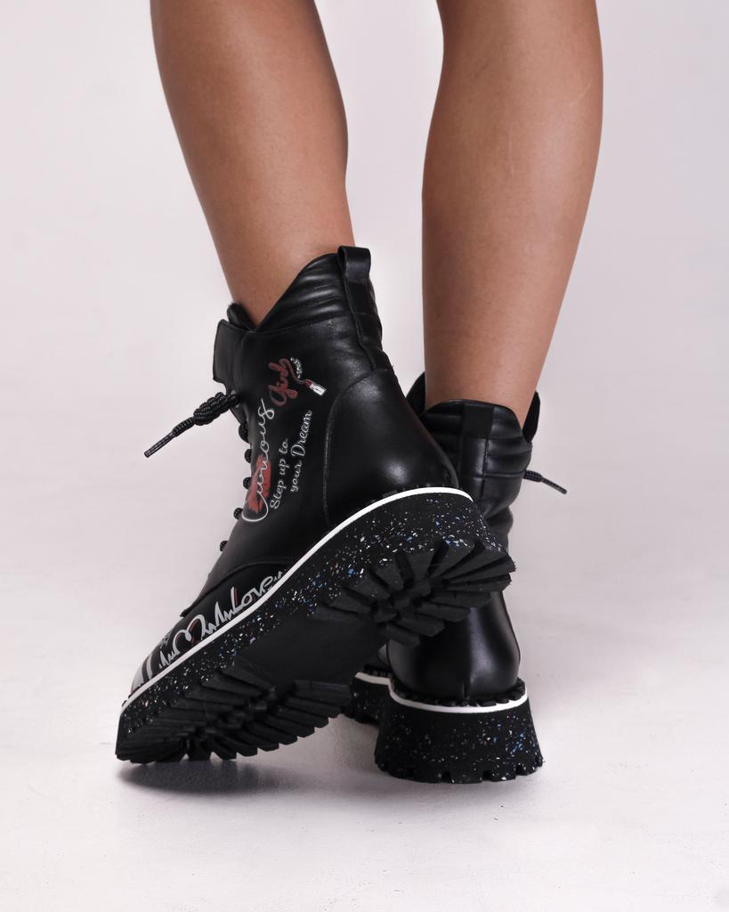 Demi Boots Evromoda 3135011 36 Black Leather Biker