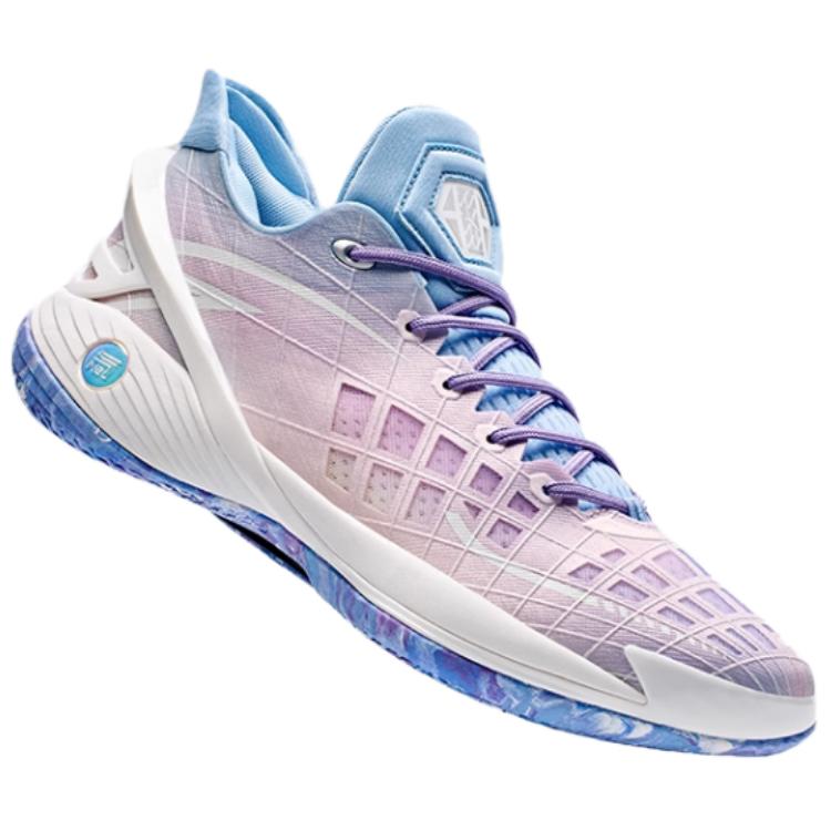 New Anta Frivolous Cushioning Anti Slip And Wear Resistant Low Top Basketball Shoes Men's Purple Blue White 112421614-2