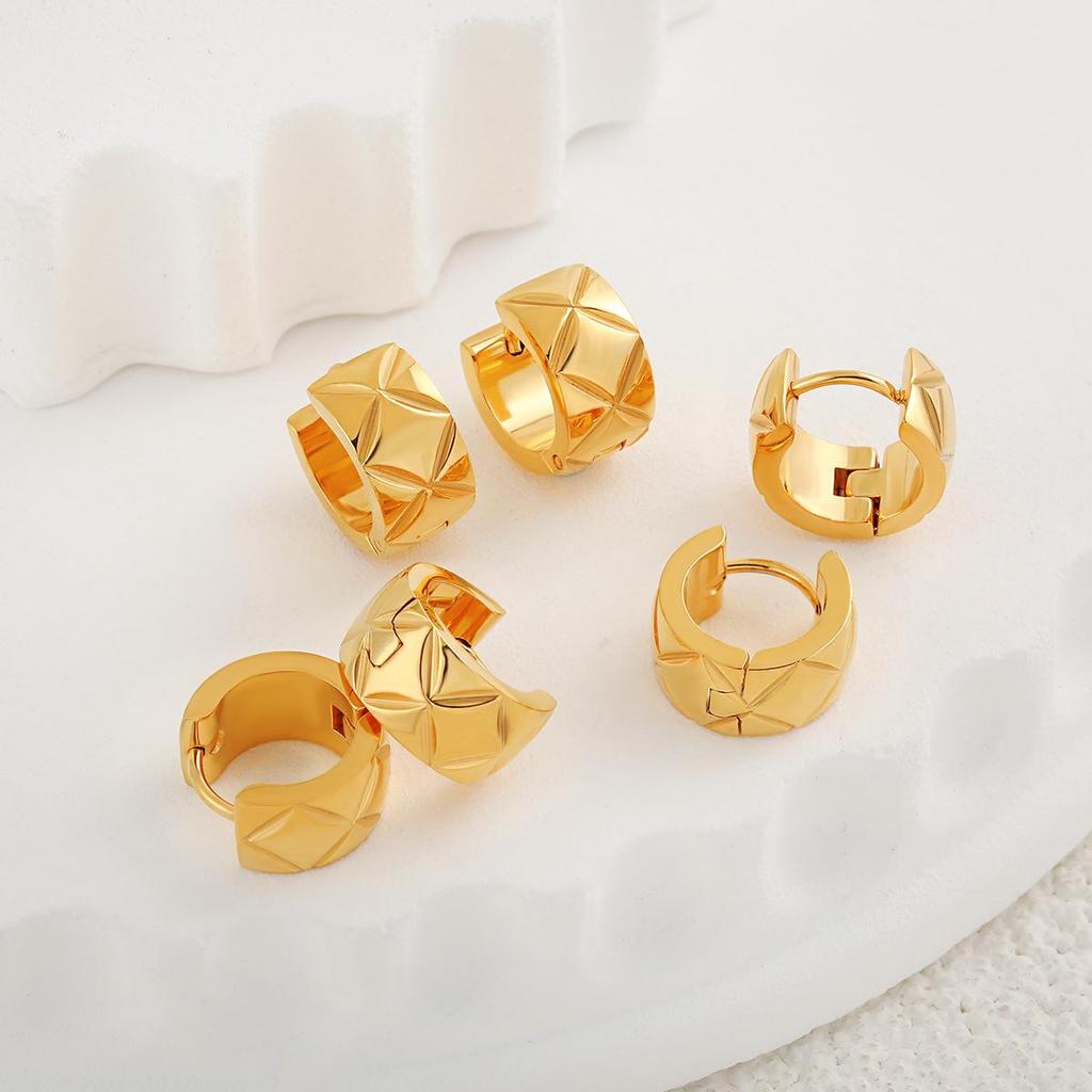 High-End Argyle Titanium Steel Ear Cuffs