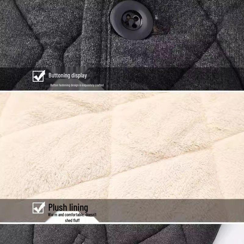 Men's Lamb Wool Coat Set: Thick Cotton-Padded Winter Jacket for Middle-Aged and Elderly, Plus Size Available