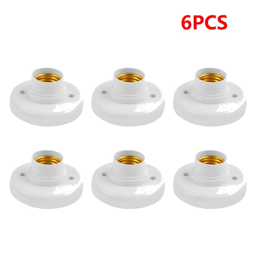 2/6/10PCS PC E27 Screw Cap Socket White Ceiling Light Lamp Bulb Fixing Base Stand Light Bulb Holder Spiral LED Bulb Base
