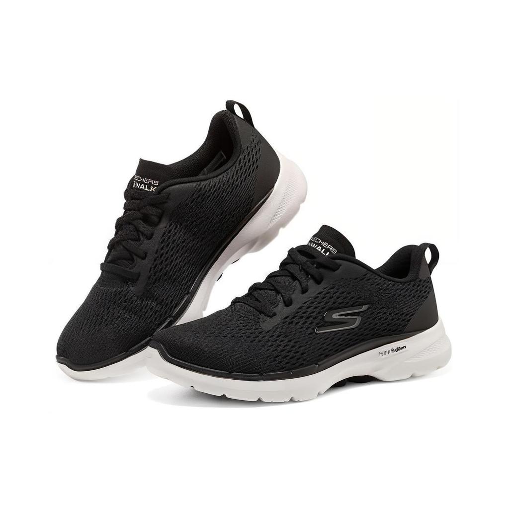 Skechers Go Walk 6 Lightweight Breathable Low-Top Casual Running Shoes Women sneaker Black White 124512-BKW