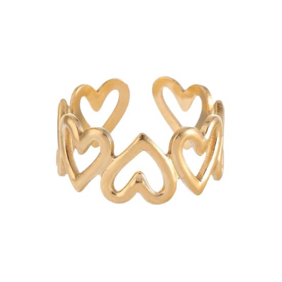 Women Adjustable Ring Anti-Oxidation Lightweight Comfortable Ring Hollow Heart Shape Exquisite Process Ring