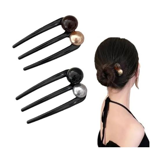Elegant Beaded Hair Comb Set (2-Pack) - Retro & Graceful Updo Hair Stick for Women, Perfect for Formal & Casual Occasions, Weddings, Parties, and