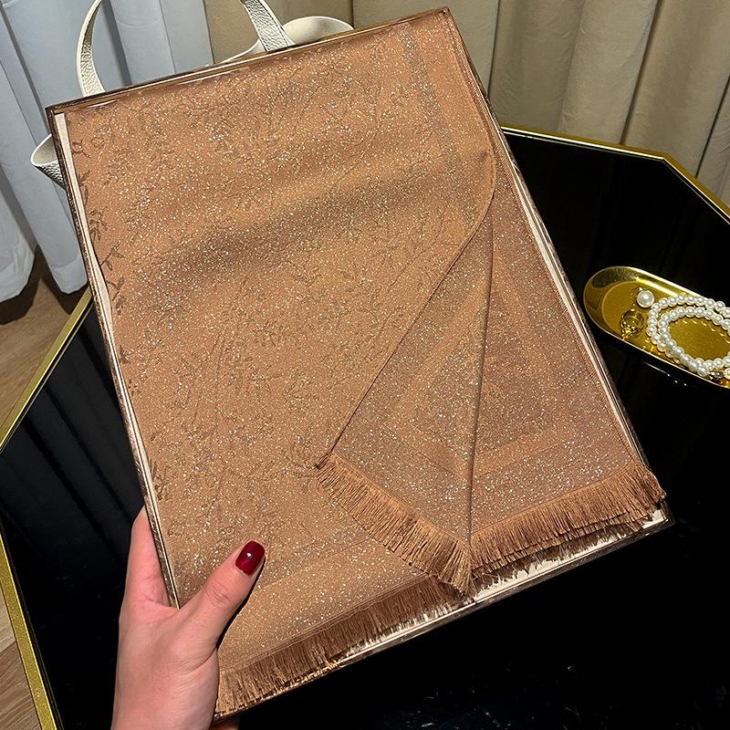 Spring And Summer Long Scarf Shawl Imitation Silk Scarf Women'S Fashion Versatile Travel Beach Scarf Shawl Tencel Cotton Gold Silk Scarf