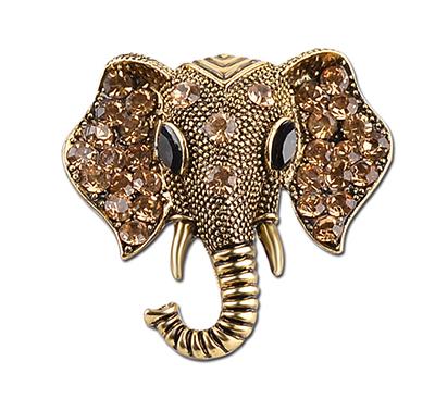 ZRM Fashion Jewelry Retro Elephant Brooch Crystal Charm Cute Elephant Pin Shawl And Badges Unisex Gift