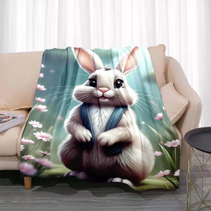 3D Cartoon rabbit pattern printed blanket for living room bedroom home decor children's room bed blanket picnic blankets Luxury