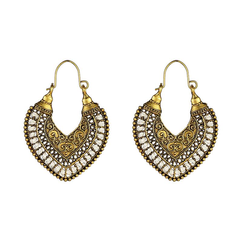Bohemian Vintage Fashion Rope Wrap Earrings For Women Carved Hollow Geometric Drop Dangle India Earrings Boho Jewelry Wholesale