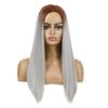 Fiore di Tessuto Multicolore Capelli Lunghi Lisci Parrucca Sintetica da Donna Set