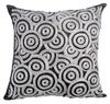 Sofa Charcoal Grey Toss Pillow Cover Velvet Zippered Pillow Cover Circles & Dots Illusion Zardozi Handmade-Go Silver Rings