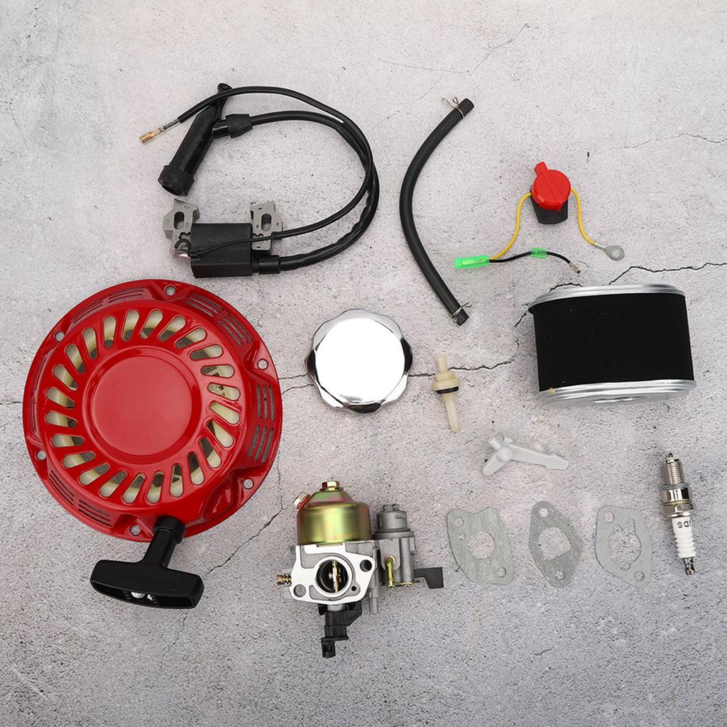Recoil Starter Carb Ignition Coil Spark Plug OnOff Switch Fuel Cap Hose Kit Fit for Honda GX160