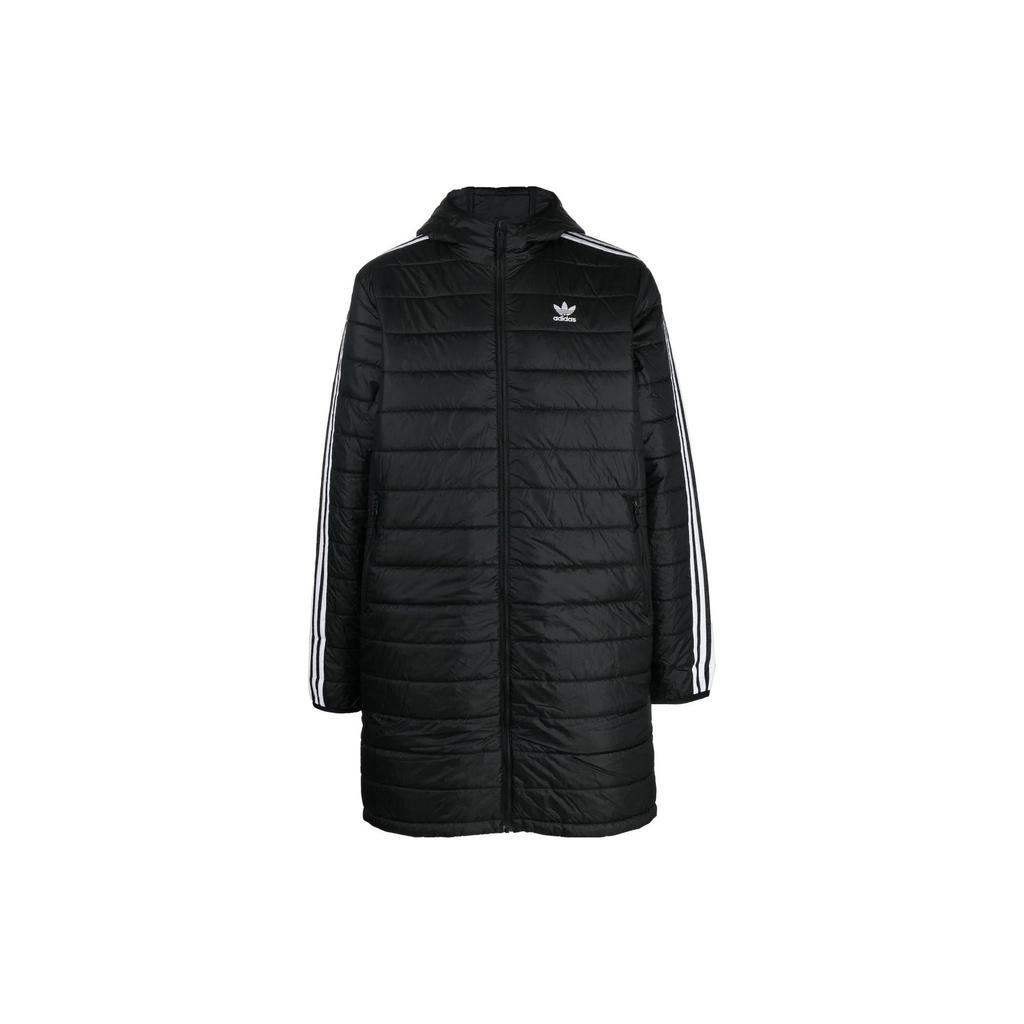 Adidas Originals Trefoil Logo Embroidered Stripe Mid-Length Jacket Men Outerwear Black HM2461