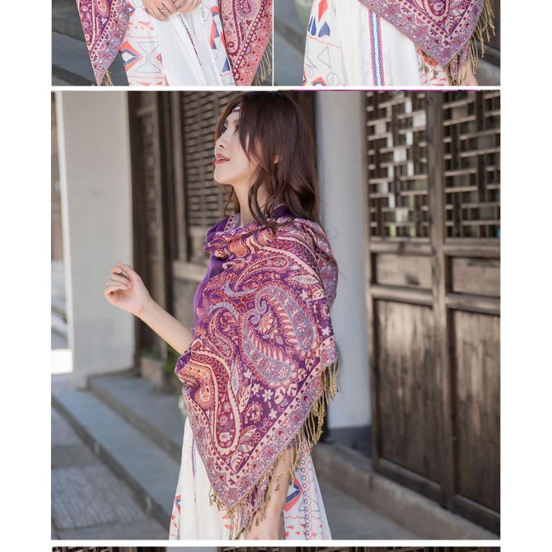 Women S Ethnic Jacquard Paisley Travel Scarf Thick Long Air Conditioning Shawl