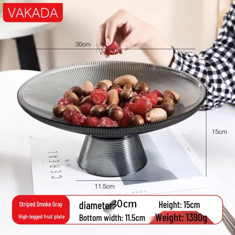 VAKADA Glass Pedestal Fruit and Snack Plate