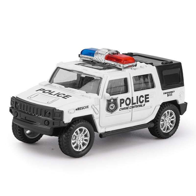 1:64 Diecast Geländepolizeiauto Modell Mini Spielzeugfahrzeug für Jungen, Simulationslegierung Streifenwagen Greifautomat Spielzeug Geschenk
