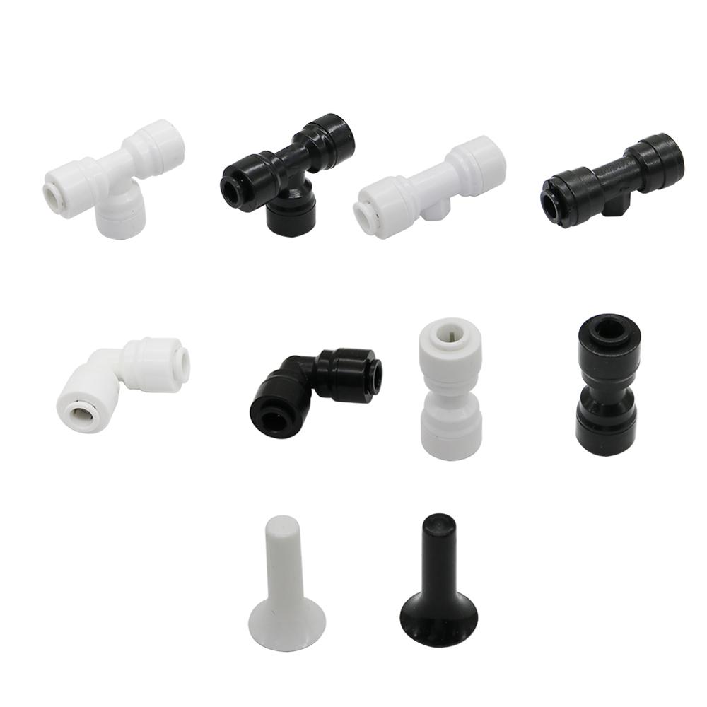 10Pcs 1/4" 6.35Mm Bulkhead Union Connector Tee Elbow Aquarium Quick Coupling For RO Water System Plastic Pipe Fittings Connector