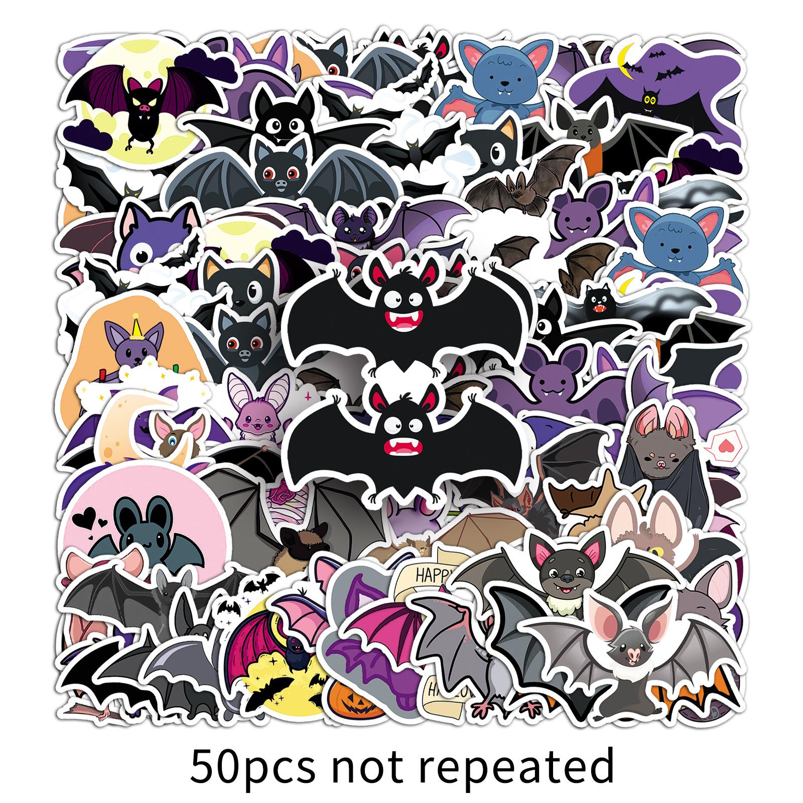 

50 Bat Graffiti Cartoon Halloween Animal Guka Water Cup Suitcase Stickers, Waterproof