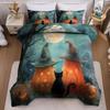 3pcs Christmas Duvet Cover Set Without Core, Quilt Cover with 2 PillowcasesSoft and Machine Washable Halloween Themed Bedding