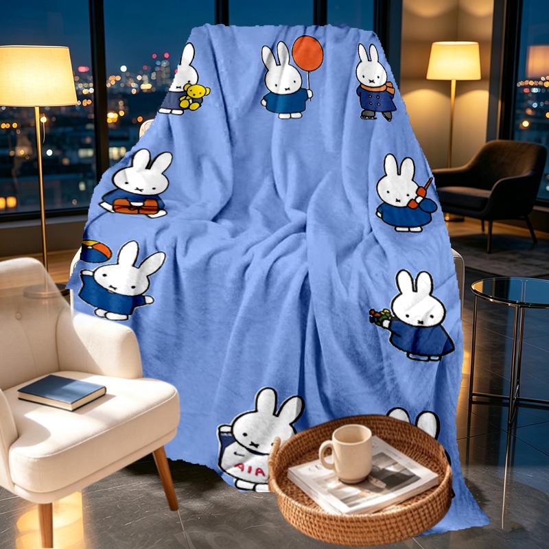 Miffy Print Blanket - Soft & Comfortable, for Bedroom, Travel, Sofa, Home Decoration - Birthday Christmas Gift for Friend