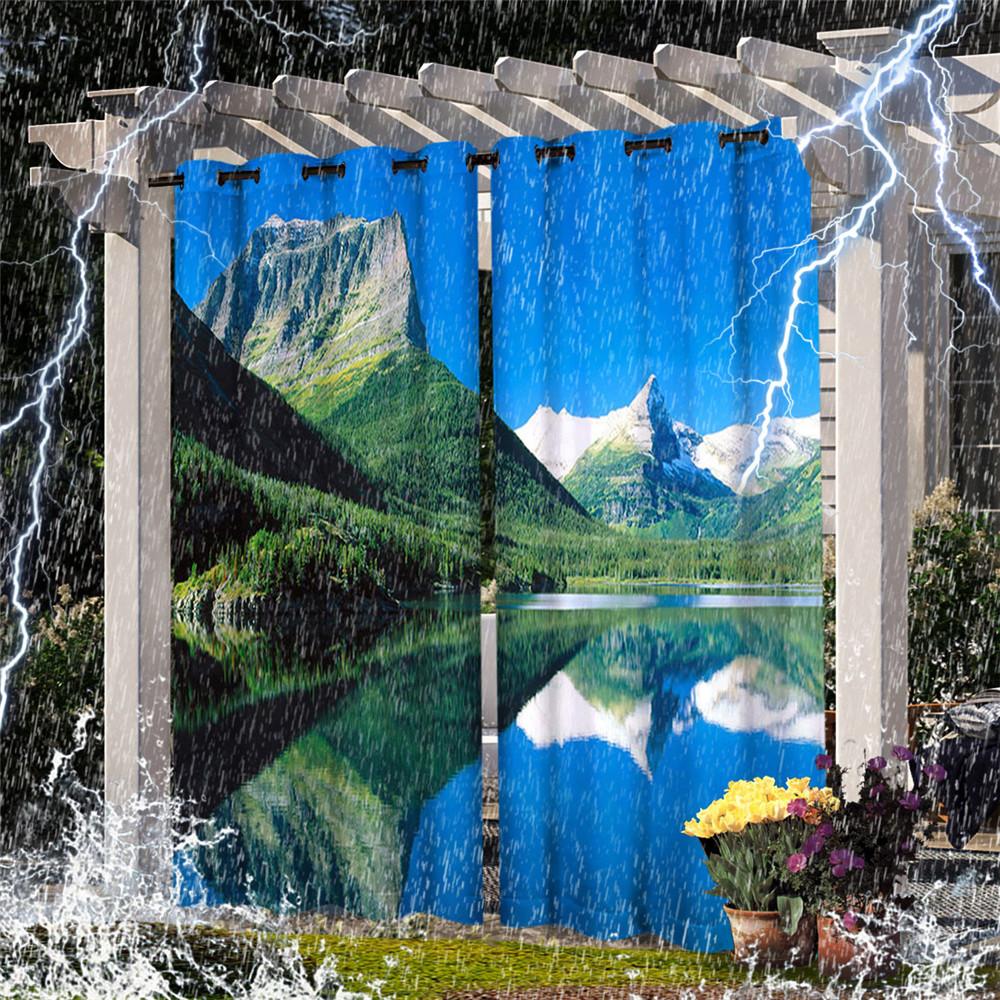Perdea impermeabilă de exterior cu imprimare digitală peisaj Draperie Ușă glisantă Foyer Pergola Verandă Dimensiuni Perdele fabricate din poliester