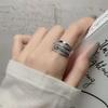 New Trendy Luxury Geometry Shiny Zircon Multi-layered Finger Gold Color Stainless Steel Couple Ring for Women Men Jewelry Gift